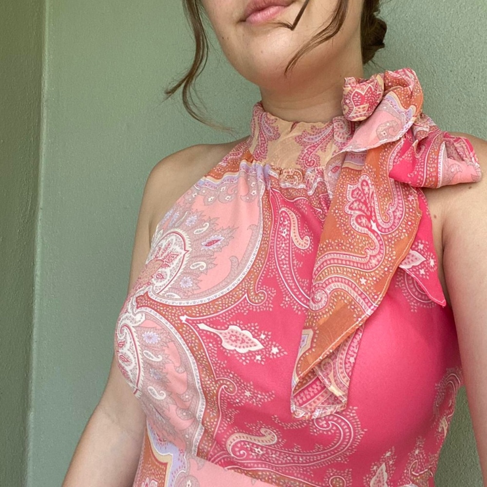 Banana Republic Pink Paisley Halter Dress